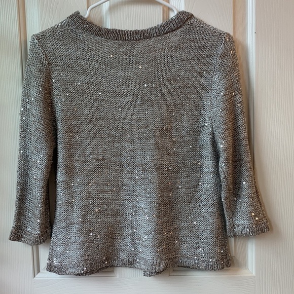 Woolworths Women’s knit sequins cropped Open Front Cardigan Small beige - Picture 6 of 6